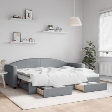 vidaXL Slaapbank met onderschuifbed en lades 80x200 cm stof, Verzenden, Nieuw
