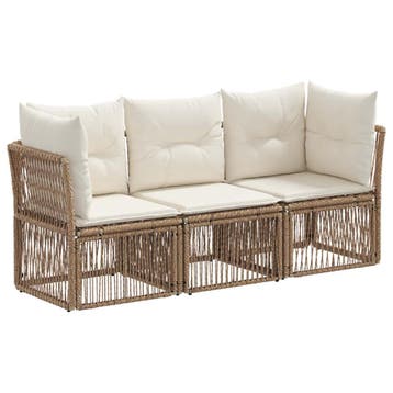 vidaXL Tuinbank Set 3 st Beige poly rattan, Verzenden, Nieuw