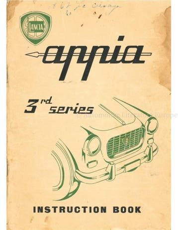 1960 LANCIA APPIA SEDAN INSTRUCTIEBOEKJE ENGELS