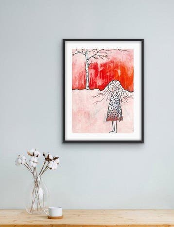 Lotte Teussink - Lise – Original painting on paper – 38 × 28, Antiek en Kunst