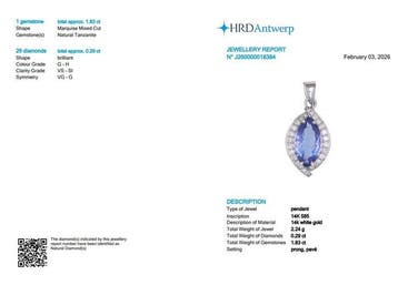 Zonder minimumprijs - Hanger - 14 karaat Witgoud - 2.12ct.