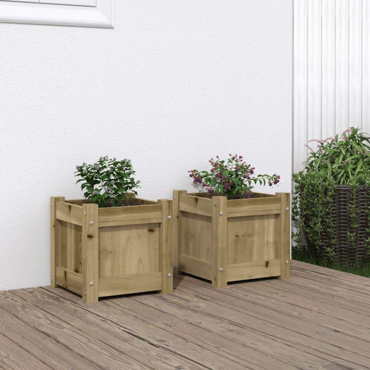 vidaXL Plantenbakken 2 st cm geïmpregneerd hout, Tuin en Terras, Bloempotten, Nieuw, Verzenden