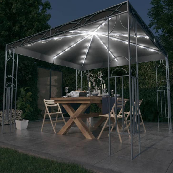 vidaXL Prieel met LED-lichtslinger 300x300 cm, Jardin & Terrasse, Tonnelles, Envoi