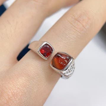 Spessartine- en rhodolietgarnet bypassring – Twee stenen,