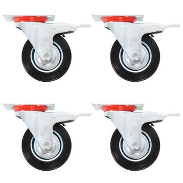 vidaXL Zwenkwielen met dubbele remmen 4 st 100 mm, Verzenden, Nieuw