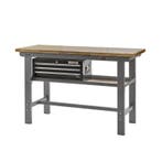Werkbank grijs 150 cm met hardhouten blad en, Ophalen of Verzenden, Nieuw