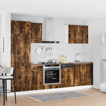vidaXL 7-delige Keukenkastenset Kalmar bewerkt hout gerookt, Verzenden, Nieuw