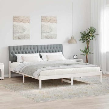 vidaXL Bedframe met Gevoerde Hoofdbord met hoofdeinde Wit, Verzenden, Nieuw