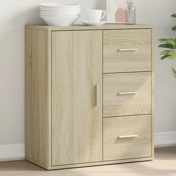 vidaXL Dressoir 60x31x70 cm bewerkt hout sonoma eikenkleurig, Verzenden, Nieuw