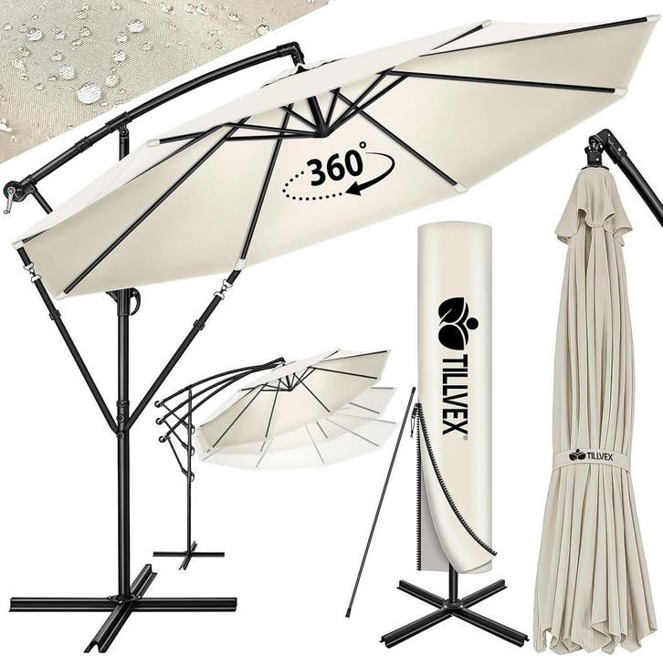 Zweefparasol - Tuinparasol - Parasol 300 cm - Met voet - Met, Tuin en Terras, Parasols, Nieuw, Verzenden