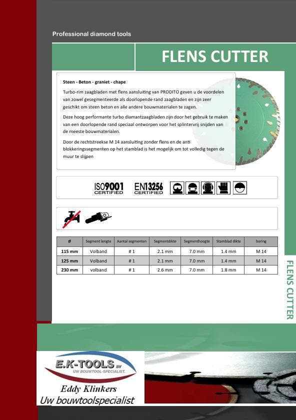 Diamantzaagblad-Flens Cutter: Steen-Beton-Graniet-Chape., Doe-het-zelf en Bouw, Gereedschap | Slijpmachines, Nieuw, Verzenden