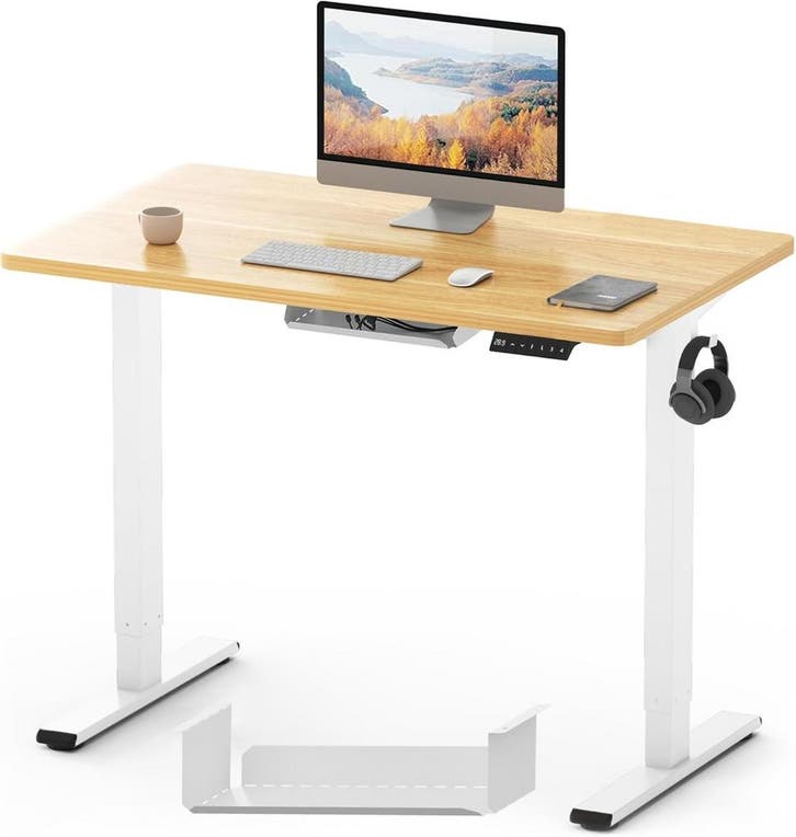 Zit sta bureau - Elektrisch - Verstelbaar - 100x60 cm - Wit/, Huis en Inrichting, Bureaus, Nieuw, Verzenden