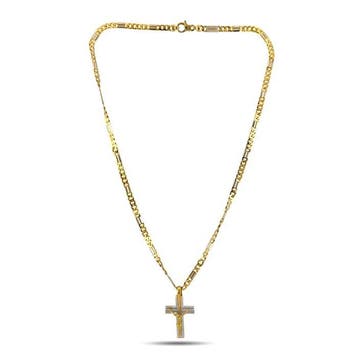 Collier - 18 carats Or jaune, Pendentif croix en or jaune et