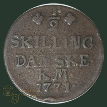Denemarken. 1/2 Skilling & 1 Skilling 1771 (Zonder, Postzegels en Munten