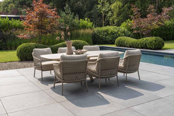 4 Seasons Outdoor Sardinia low dining tuinset latte met, Jardin & Terrasse, Ensembles de jardin
