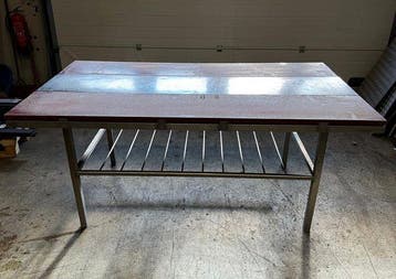 RVS Snijtafel, Werktafel met 2 snijbladen, B200 x D120 x