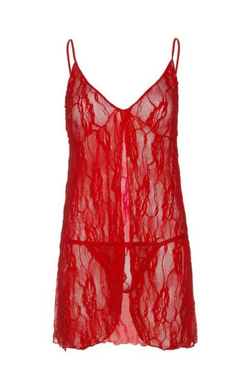 Sexy Lingerie Leg Avenue kanten slipdress met string rood, Verzenden