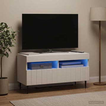 vidaXL LED tv-meubel ZWOLLE 81 x 35 x 43 cm Wit Bewerkt hout, Verzenden