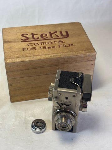 Riken Steky (1947) Nickel Plated + wood box + extra | Caméra, Nieuw