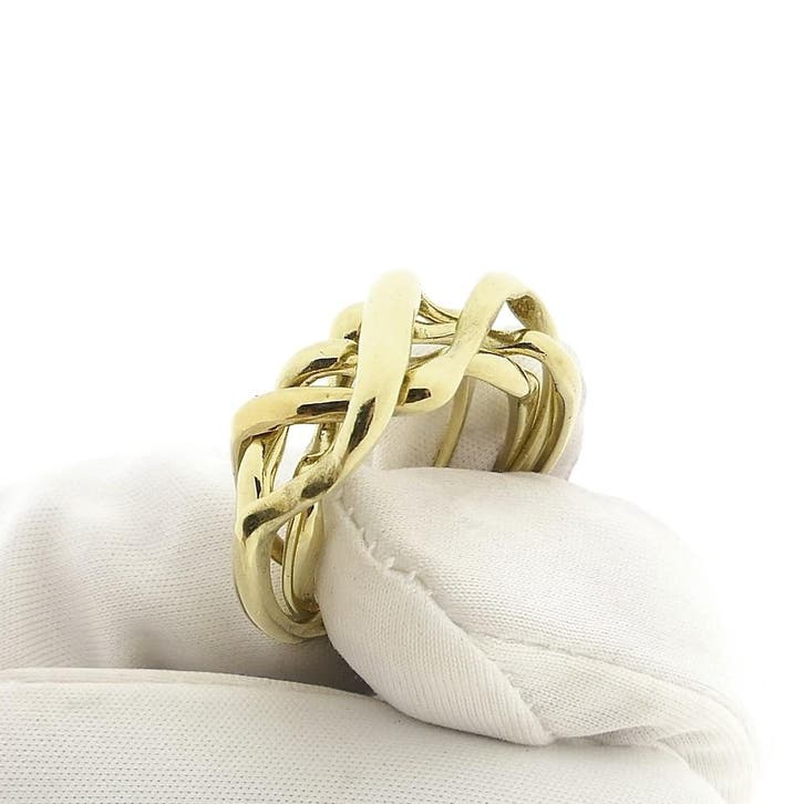Gouden puzzel ring, Handtassen en Accessoires, Ringen, Dame, Goud, 19 tot 20, Gebruikt, Goud, Ophalen of Verzenden