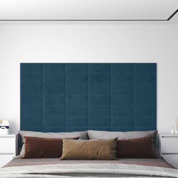vidaXL Wand Hoofdbord 12 st Blauw Fluweel, Verzenden