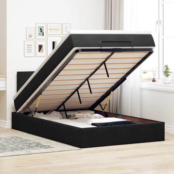 vidaXL Bed poef met matras 120x190 cm fluweel zwart, Verzenden, Nieuw