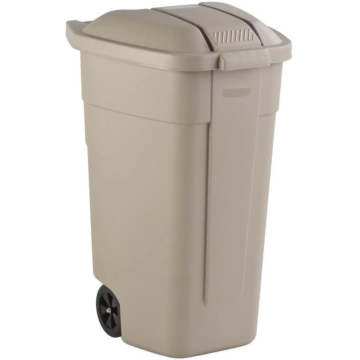 Rolcontainer | Kunststof | Beige | 100L | Klapdeksel |, Articles professionnels, Horeca | Équipement de cuisine, Envoi