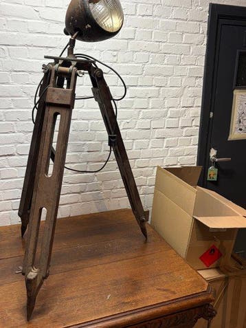 Staande lamp - Hout, Metaal, Glas