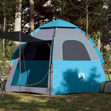 vidaXL Kampeertent 4-persoons snelontgrendeling blauw, Caravans en Kamperen, Verzenden, Nieuw