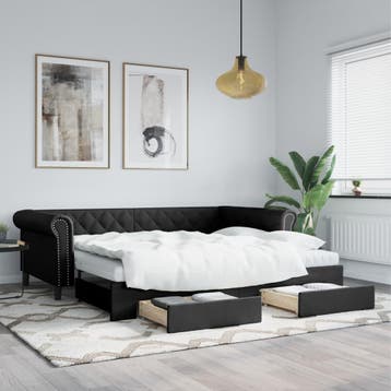 vidaXL Slaapbank met onderschuifbed en lades 90x200 cm, Verzenden, Nieuw