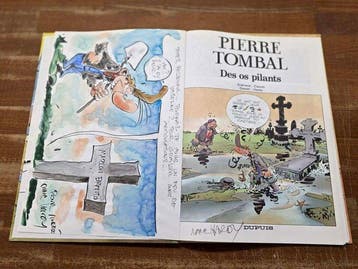 Pierre Tombal T4 - Des os pilants + dédicace couleur - C - 1, Nieuw