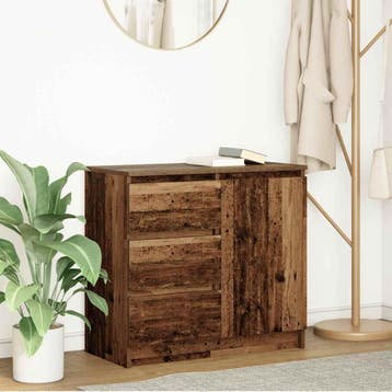 vidaXL Dressoir met lade 71x35x65 cm spaanplaat oud hout, Huis en Inrichting, Kasten | Dressoirs, Verzenden, Nieuw