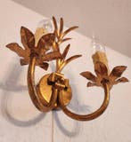 Kaars wandlamp - Verguld, IJzer - Bladgoud met de hand