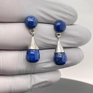 Zilver - Oorbellen - Natuurlijke lapis lazuli