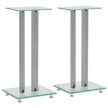 vidaXL Speakerstandaarden zuil-ontwerp gehard glas zilver 2, Audio, Tv en Foto, Luidsprekerboxen, Verzenden, Nieuw