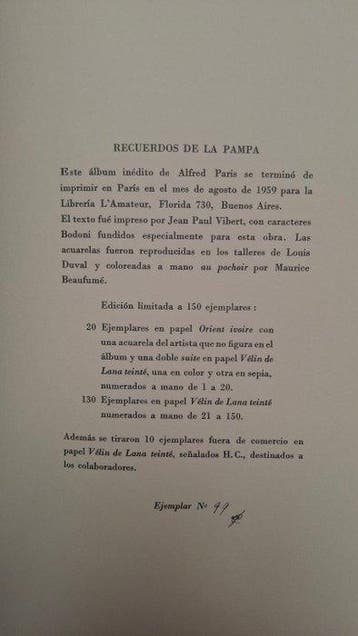 Alfred Paris - Recuerdos de la Pampa - 1959
