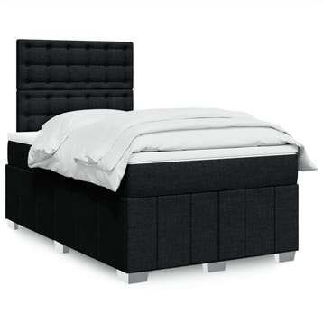 vidaXL Boxspring met matras stof zwart 120x200 cm, Verzenden