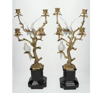 Chandelier - Bronze, Porcelaine - Bougeoirs en forme, Antiquités & Art