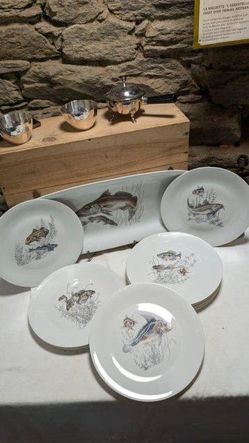 Service à poisson (11) - Porcelaine - A. Vignaud Limoges, Antiquités & Art