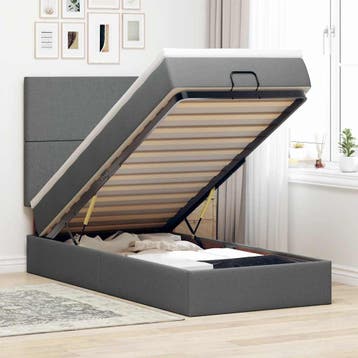 vidaXL Bed poef met matras en LEDs 90x200 cm stof, Verzenden