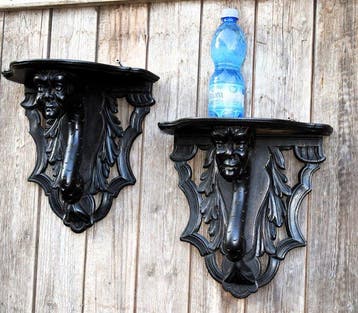 Wandrek (2) - Hout - paar houten barok, Antiek en Kunst