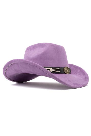 KIMU® Cowboyhoed Paars Gevlochten Band Verstelbaar t/m 59 Pa, Ophalen of Verzenden, Nieuw