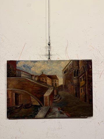 École italienne (XX) - Scorcio di Città con Canale