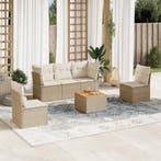 vidaXL 6-delige Loungeset met kussens poly rattan beige, Verzenden, Loungeset