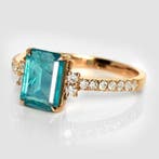 Bague - 14 carats Or rose, IGI 1,59 ct Zambie Bleu-vert, Nieuw