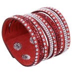 Fako Bijoux - Armband - Breed - Strass - Rood, Verzenden