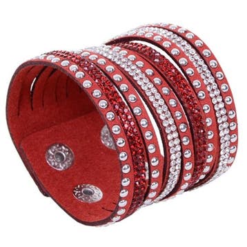 Fako Bijoux - Armband - Breed - Strass - Rood, Verzenden, Nieuw