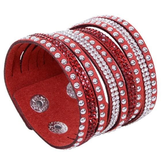 Fako Bijoux - Armband - Breed - Strass - Rood, Bijoux, Sacs & Beauté, Bracelets, Envoi