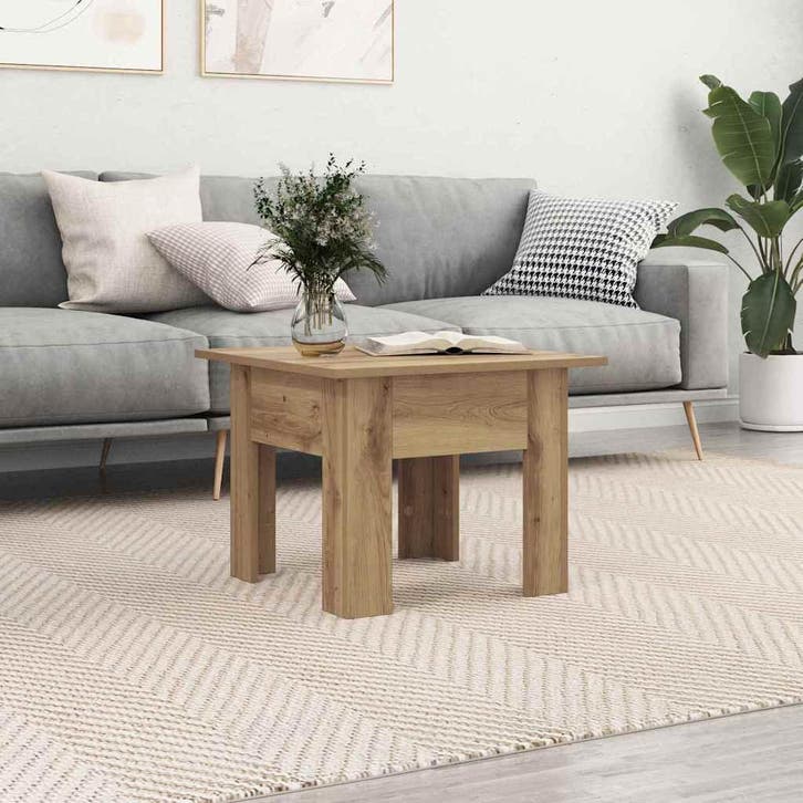 vidaXL Salontafel Artisan Eiken 55 x 55 x 42 cm Bewerkt hout, Huis en Inrichting, Tafels | Salontafels, Nieuw, Verzenden