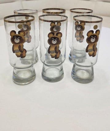 USSR - Olympische Spelen - Vintage Olympic Bear Glasses in, Verzamelen, Nieuw